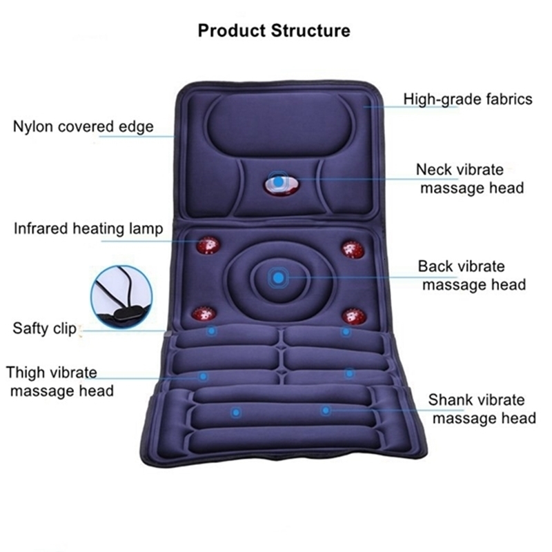 Back Massager 8 in1 mode Collapsible Full-body Massage Mattress Automatic heating Multifunction Far Infrared vibration Massager Cushion 230718