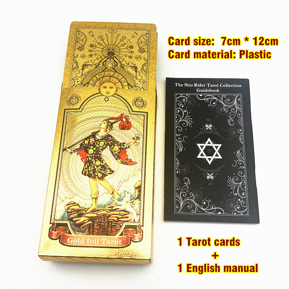 Outdoor Games Activities 1 Deck High Quality Gold Tarot Cards With Guide Book Plastic Waterproof Board Game Astrology Gift L702 230718