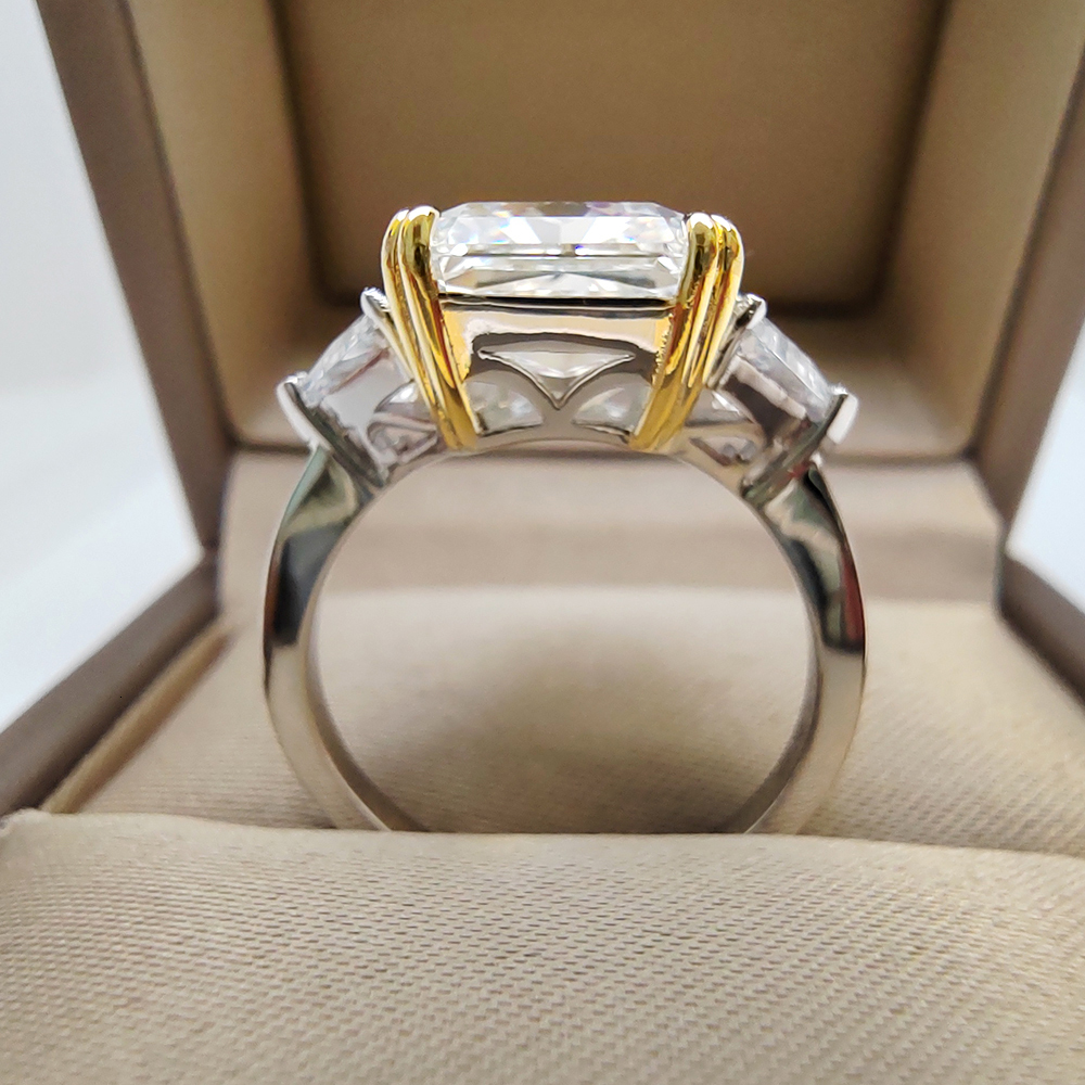Wedding Rings Luomansi 10*10MM Crushed Ice High Carbon Diamond Ring 100%-S925 Silver Ladies Jewelry Wedding Party Crystal Gift 230718