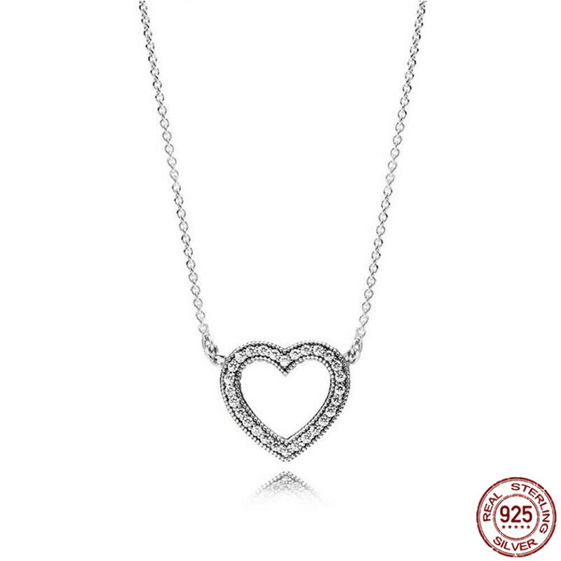 Strands Strings Exquisite Heart shaped Pendant Necklace 925 Sterling Silver Round Pendant Necklace fits DIY Jewelry Gifts to Friends 230718
