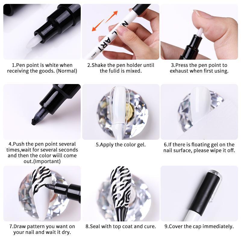 Nail Polish 1 set of nail art drawing pen graffiti nail acrylic pen waterproof painting lining DIY 3D abstract line nail art beauty tool 230718