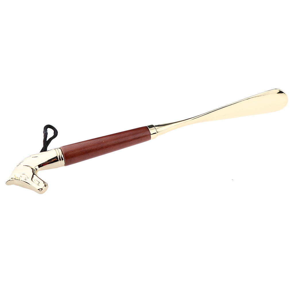 Shoe Parts New Accessories 32 cm Metal Horn Handle Long Remover Shoehorn Handheld Durable Shoeshorn 32cm Wood Hand Lifter 230718
