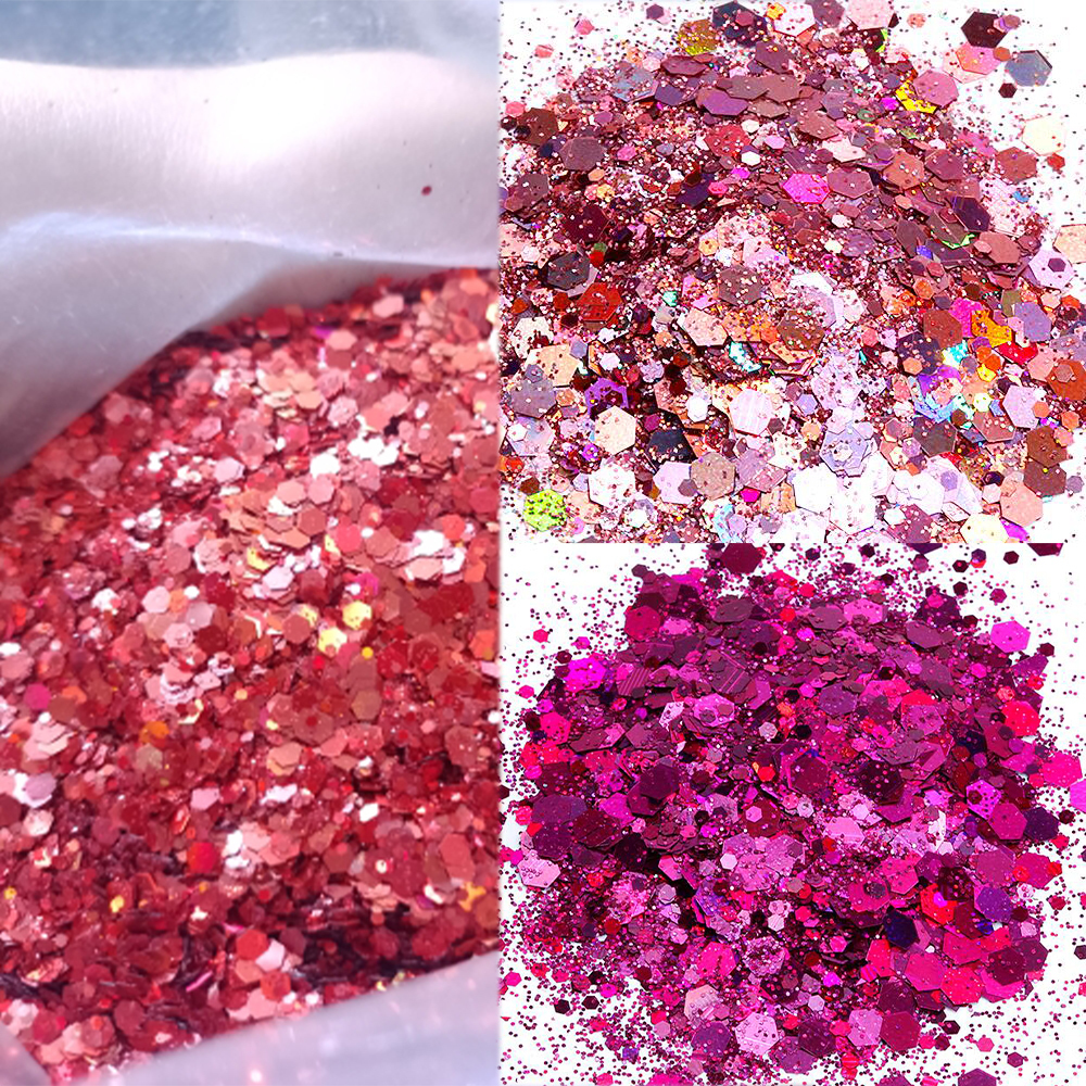 Nail Glitter 1KG holographic nail glitter 1000G mixed hexagonal glitter powder bulk fine-grained holographic glitter DIY nail decoration * Y 230718