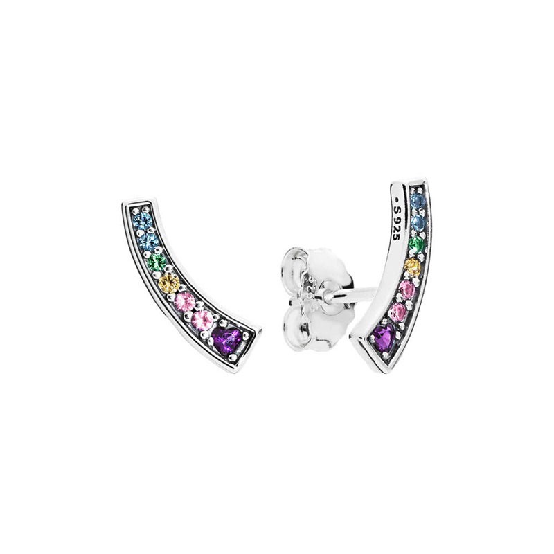 925 Sterling Silver Glittering Rainbow Wings Earrings Are Suitable For Primitive Fashion Silver Earrings Jewelry Gift Free Shipping