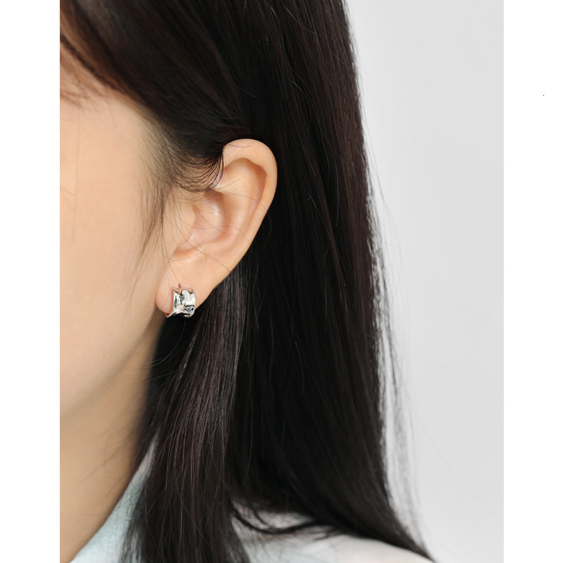 Ear Cuff SHANICE Charm 100% 925 Sterling Silver INS Irregular Convexo-concave Wide Face Stud Earrings for Women fine jewelry Punk Party 230718