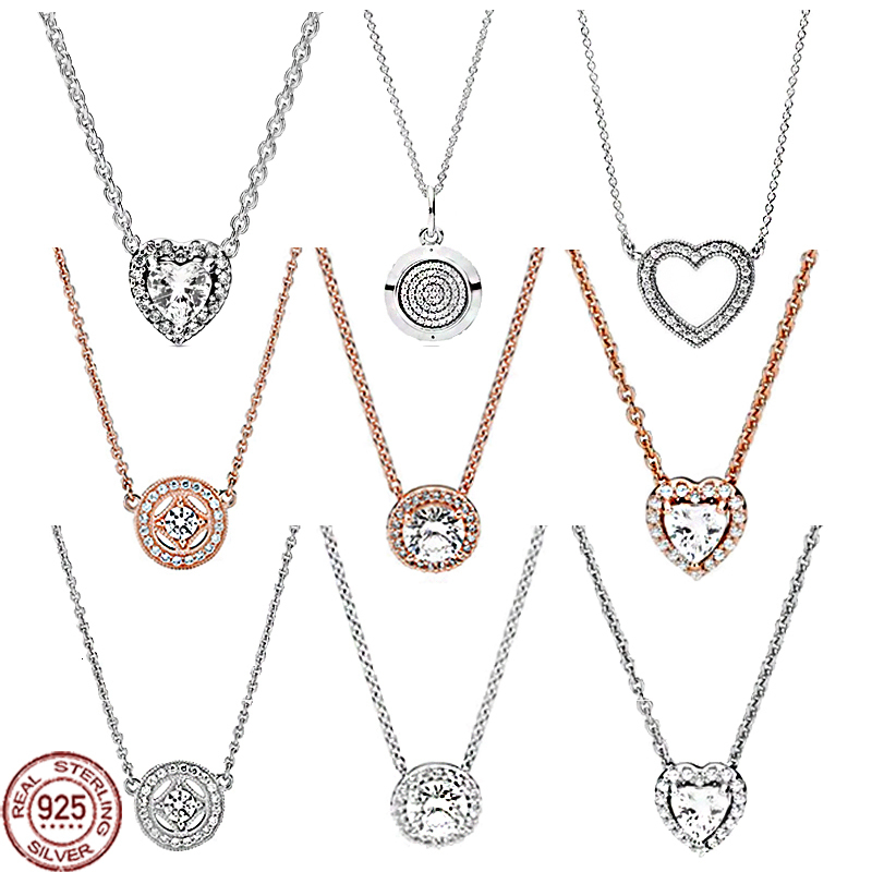 Strands Strings Exquisite Heart shaped Pendant Necklace 925 Sterling Silver Round Pendant Necklace fits DIY Jewelry Gifts to Friends 230718