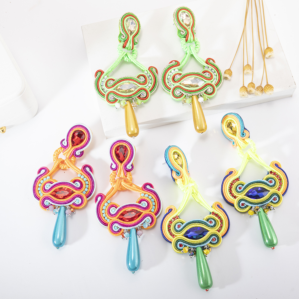 Dangle Chandelier KPacTa Vintage Soutache Handmade Sales earrings for women Dangle Charms Accessories Bohemian Soutache Fashion Jewelry 230718
