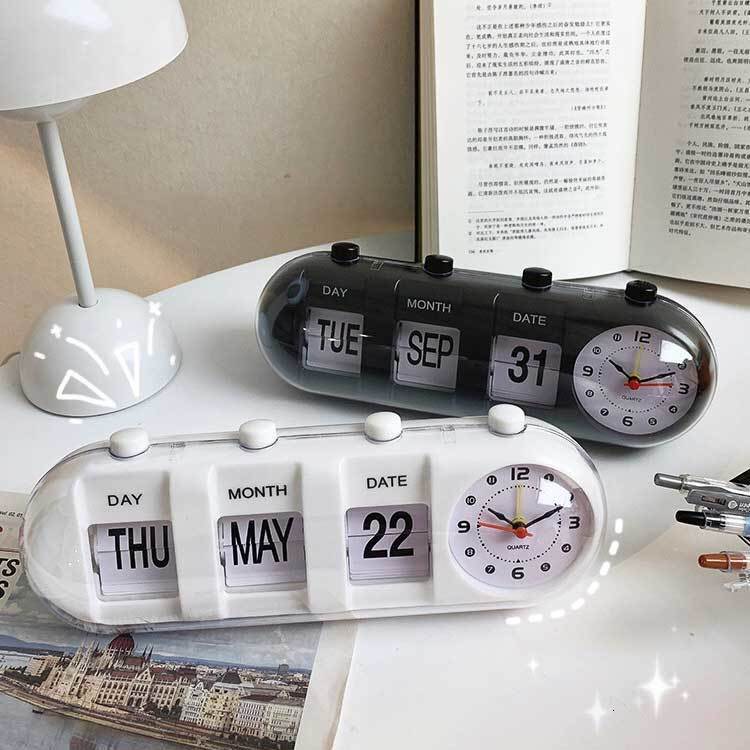 Wall Clocks Vintage Flip Clock Mechanical Alarm Clock Desktop Digital Clock with Calendar Clock Home Decor Vintage Home Decor 230718