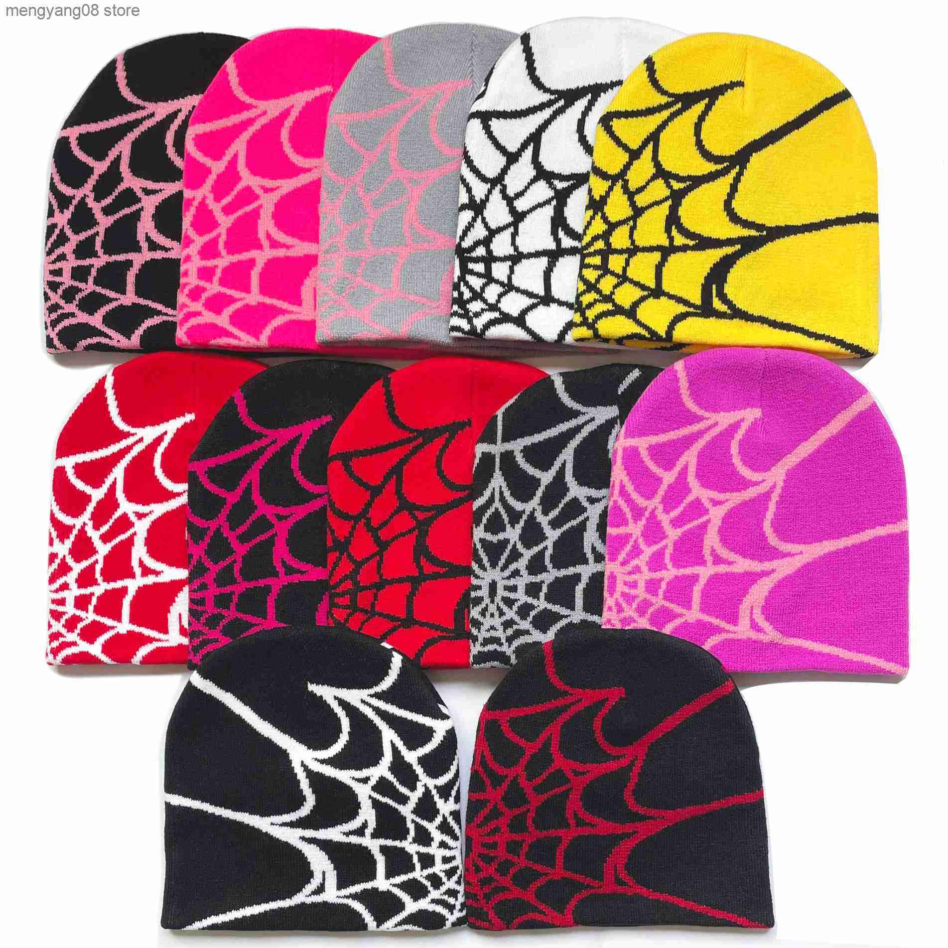 Beanie/Skull Caps Spider Beanies For Women Men Couple Y2K Hats Ins Fashion Bonnet Kpop Wool Skullies Hoods Lady Hats Accessories Gorro T230719