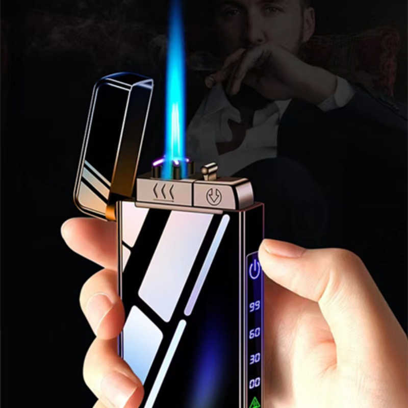 2023 New Windproof Metal USB Lighter Torch Jet Dual Plasma Arc No Gas Electric Butane Chargeable Pipe Cigar NSCB W260202