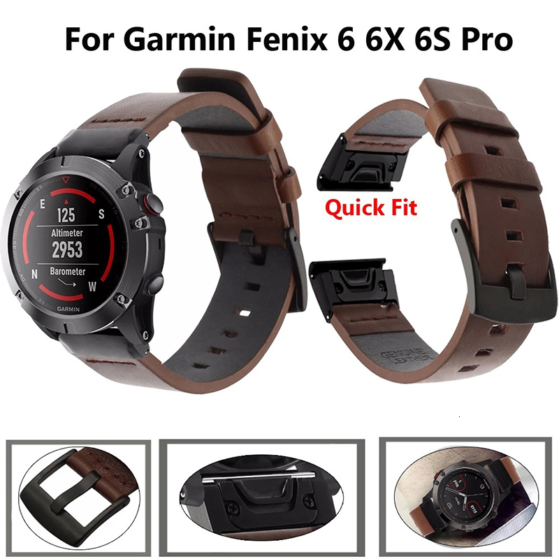 Watch Bands 26 22MM Leather Quick Release Watchband Strap For Garmin 7X 7 6 6X Pro 5 5X Plus 3 HR Watch Easyfit Wrist Band Bracelet 230718