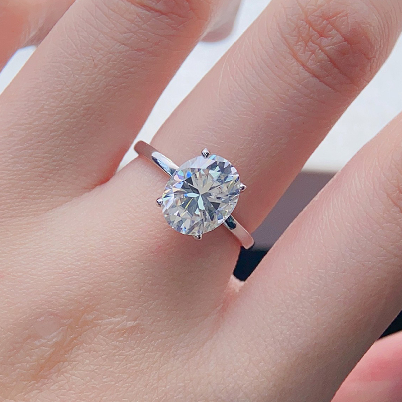 Wedding Rings COSFIX 2ct Diamond Engagement Rose Rings For Women 100% 925 Sterling Silver Bridal Wedding Band Bezel Setting 230718