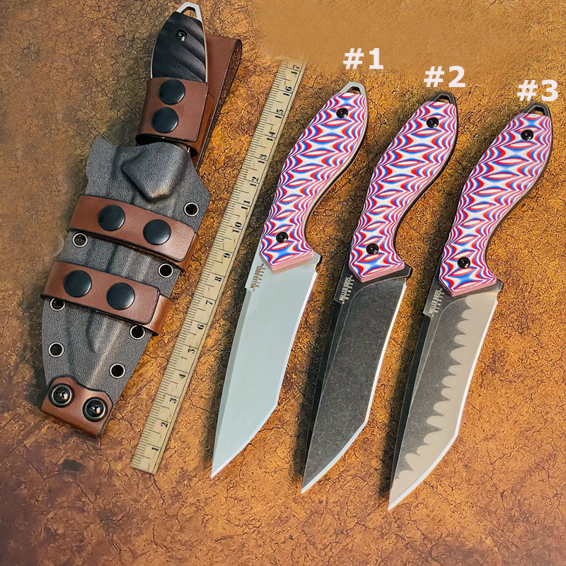 New C7151 M2 Survival Straight Knife Z-wear Satin Tanto Point Blade Full Tang G10 Handle Outdoor knife Small Fixed Blade Knives with Kydex
