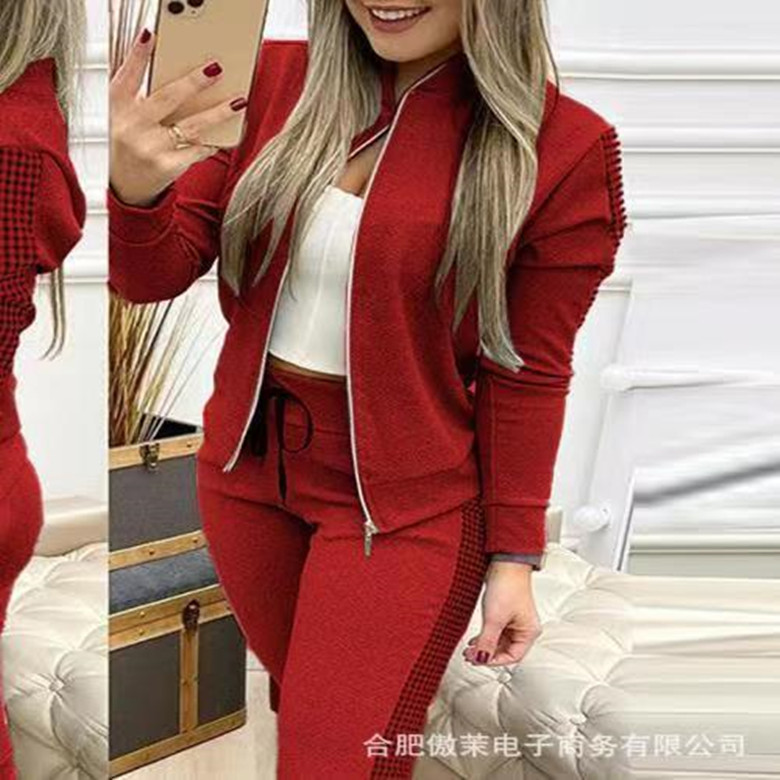Autumn Winter Two Piece Outfits for Women Fashion Sequins Zipper Coat Tops Drawstring Pants Set Casual Tracksuit Sweat Suits SS