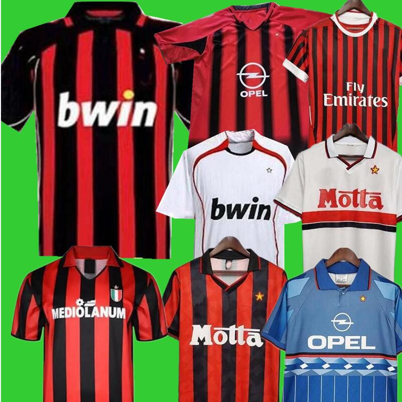 Retro Soccer Jersey 1990 2000 2006 2007 2009 2010 2012 2014 MILAN football shirt Gullit 1988 96 97 Van MILAN KAKA Inzaghi RONALDINHO Vintage Classics jerseys 6