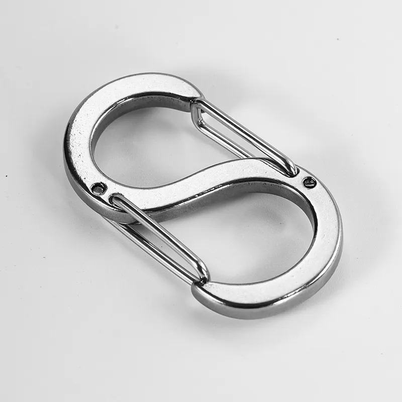 Large Load-bearing 304 Stainless Steel Keychain Double Head Quick Hanging Mountaineering Buckle Key Ring 8-Shaped Key Chain