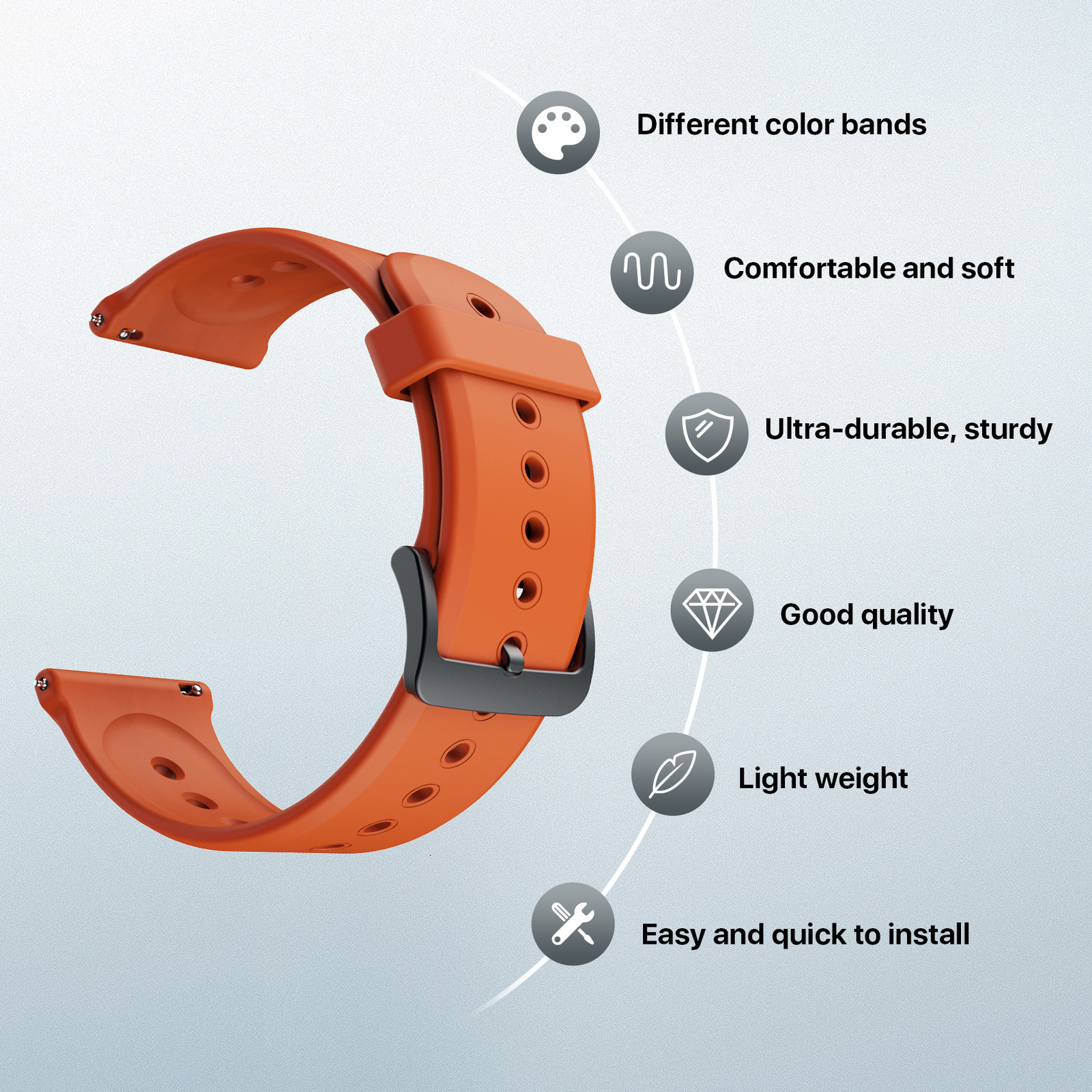 Watch Bands TicWatch Pro 5 Watch Band Replacement Watch Strap 24mm Width Silicone Rubber Watch Strap 230718