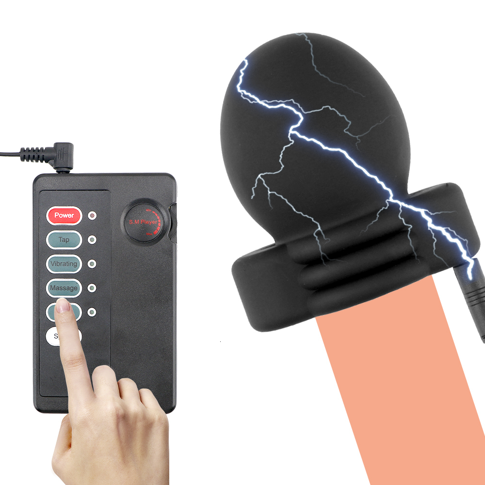 Masturbators Vatine Male Masturbation Penis Electro Stimulator Sex Toys For Men Shock Massage Delay Training Glans Trainer 230719
