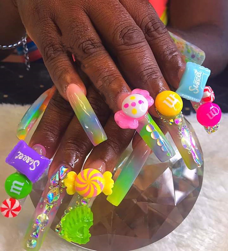 Nail Art Decorations 120pcs/60pcs Nail Charm Kawaii Accessories Candy Mix Resin Acrylic Nail Art Tips Cartoon Decoration Handmade Tool Supplies 230718