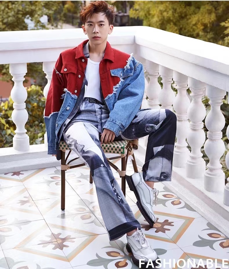 Men s Jackets Jacket Fashion Personality Handsome Patchwork Denim Top Couple Dress 230718