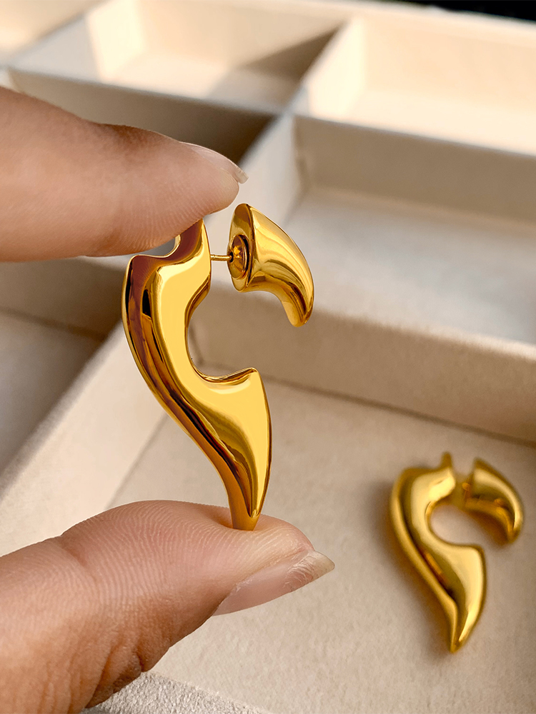 Stud Brass Metal Geometric Irregular Large Stud Earrings Gold Color for Women Girls Jewelry Minimalist Fashion 230718
