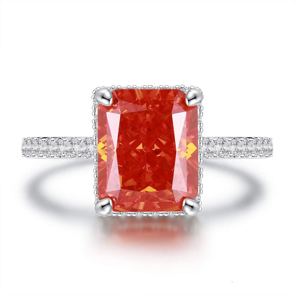Wedding Rings Wong Rain 925 Sterling Silver Created Padparadscha Gemstone Birthstone Wedding Engagement Ring Fine Jewelry Wholesale 230718