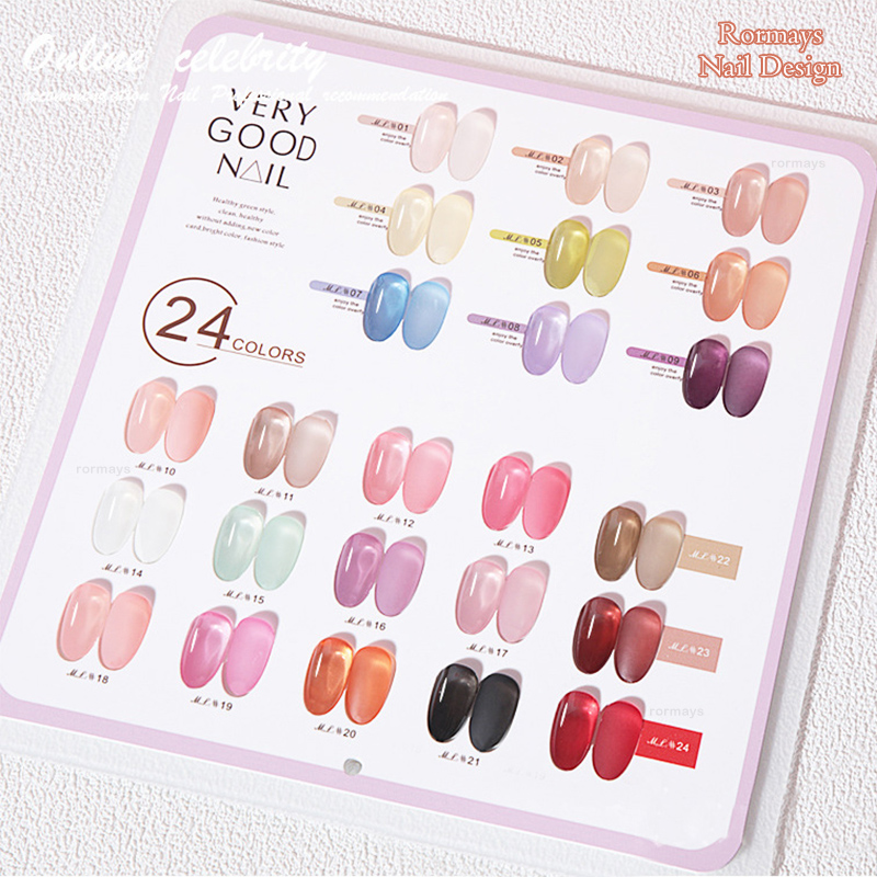 Rormays 24 Color Gel Nail Polish Set New Ice Permeating Jelly Pink Semi Permanent UV LED Translucent Light Therapy Varnish Nail Polish Factory Wholesa