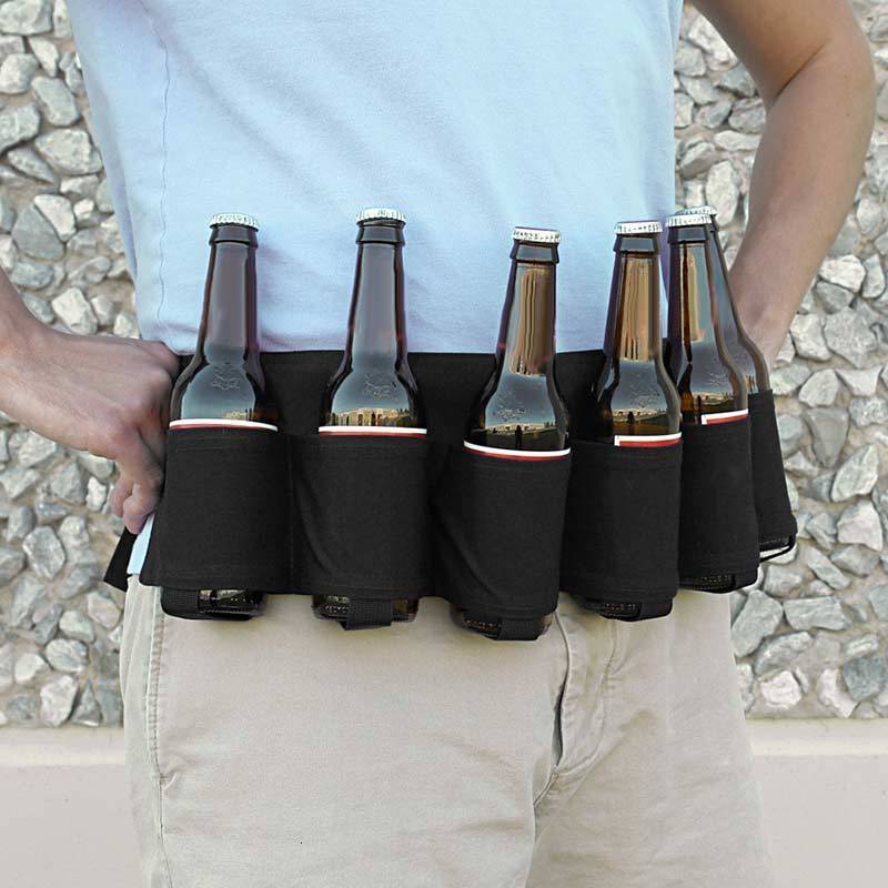Neck Ties Portable 6 Pack Beer Wine Bottle Beverage Soda Can Holster Drink Waist Bag Party Holder Belt Climbing Camping Hiking 230718