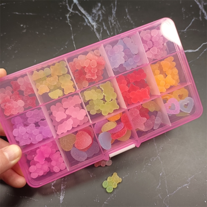 Nail Art Decorations 120pcs/60pcs Nail Charm Kawaii Accessories Candy Mix Resin Acrylic Nail Art Tips Cartoon Decoration Handmade Tool Supplies 230718