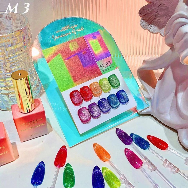 Nail Polish Fluorescent diamond cat's eye gel polishing varnish mixed nails suitable for Manicure Galaxy/Aurora cat's eye immersion enamel g