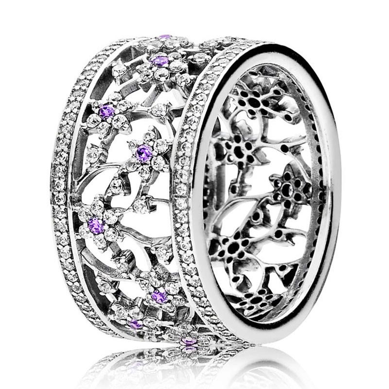 925 Sterling Silver Ring Openwork Shimmering Lace Mestic Feathers Fascination Ring For Women Gift Jewelry Free Shipping