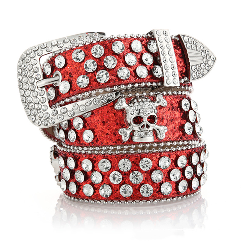 Neck Ties Y2K Gothic subculture punk skeleton diamond belt leather Skull belts 230718