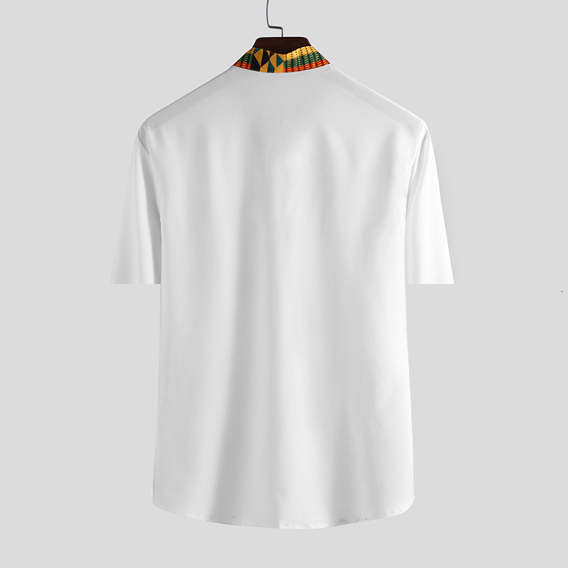 Mens Casual Shirts Flor short sleeved ethnic retro printed shirt loose single chest street clothing African top 230718