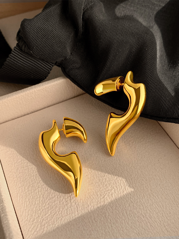 Stud Brass Metal Geometric Irregular Large Stud Earrings Gold Color for Women Girls Jewelry Minimalist Fashion 230718