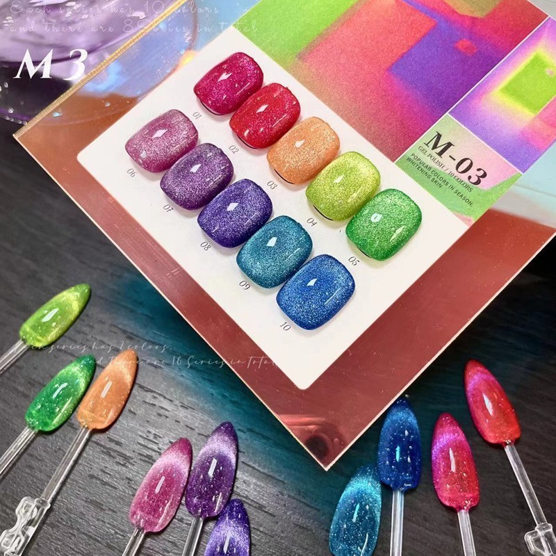Nail Polish Fluorescent diamond cat's eye gel polishing varnish mixed nails suitable for Manicure Galaxy/Aurora cat's eye immersion enamel g