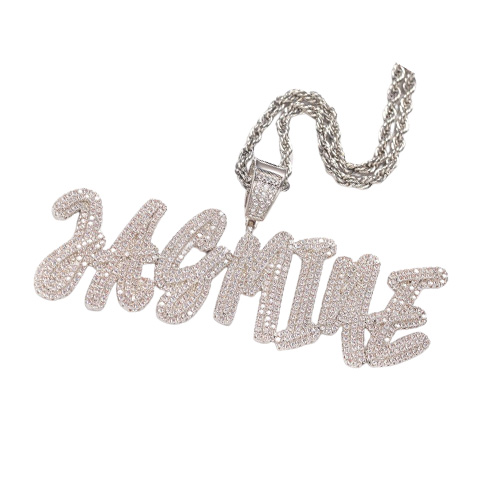 AZ Custom Name Letters Necklaces Mens Fashion Hip Hop Jewelry Iced Out Gold Initial Letter Pendant Necklace