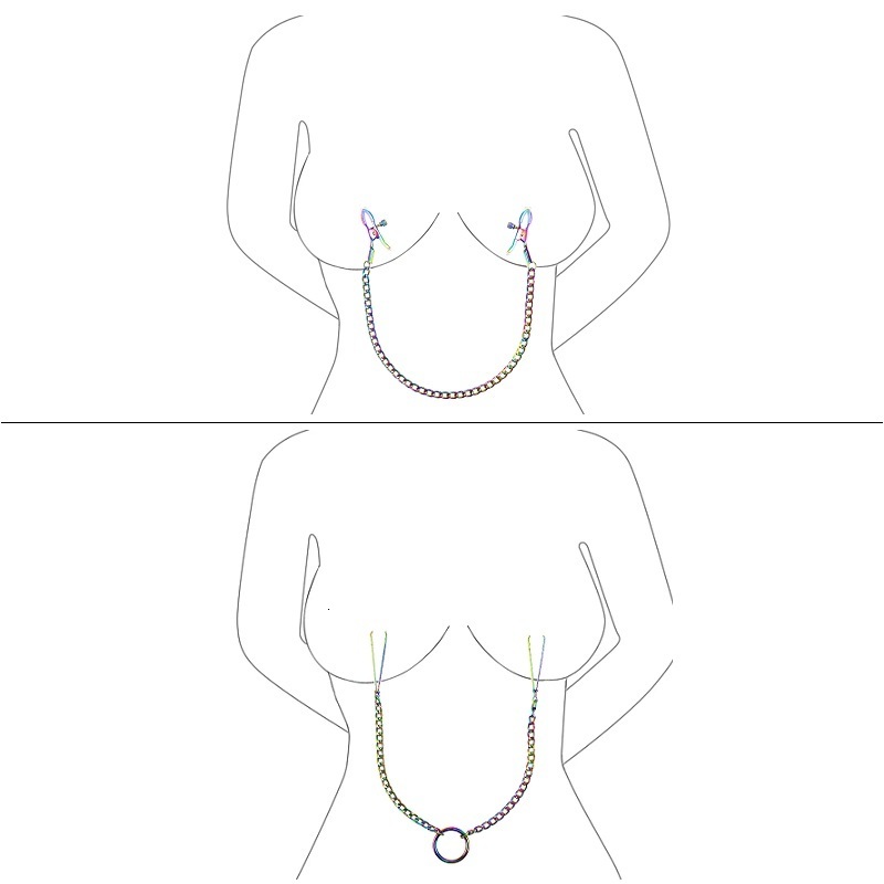 Adult Toys Colorful metal cushion clip chain set womens rainbow chest restraint sex toy 230719