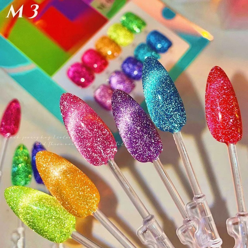 Nail Polish Fluorescent diamond cat's eye gel polishing varnish mixed nails suitable for Manicure Galaxy/Aurora cat's eye immersion enamel g