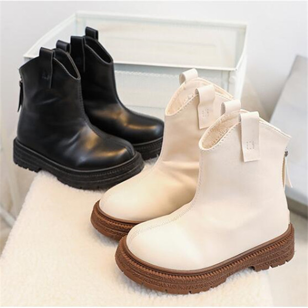 Children Martin Boots Fashion Kids Baby Leather Shoes Spring Autumn Toddler Boys Girls Zipper Ankle Boot Outdoor Sneakers