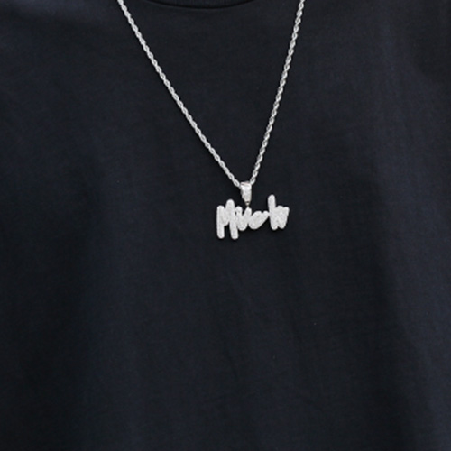 AZ Custom Name Letters Necklaces Mens Fashion Hip Hop Jewelry Iced Out Gold Initial Letter Pendant Necklace