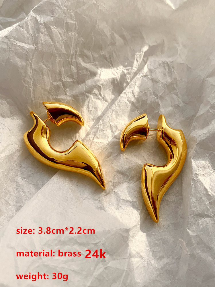 Stud Brass Metal Geometric Irregular Large Stud Earrings Gold Color for Women Girls Jewelry Minimalist Fashion 230718