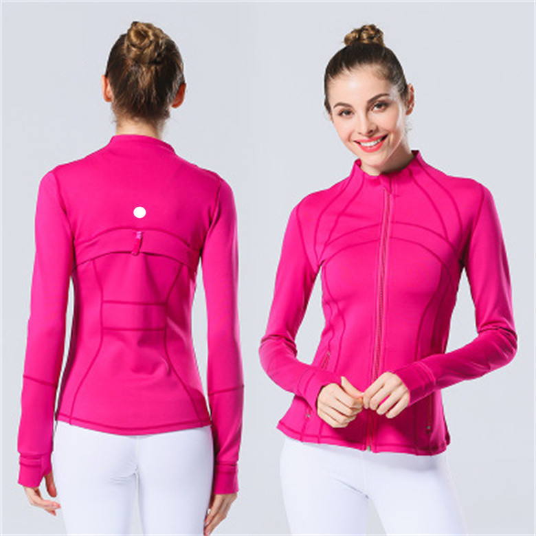 Yoga Lu Long Womens Jacket Sleeves Solid Color Back Zipper Gym Jackets Shaping Waist Tight Fiess Outfit Sportswear for Lady Ll6198 s