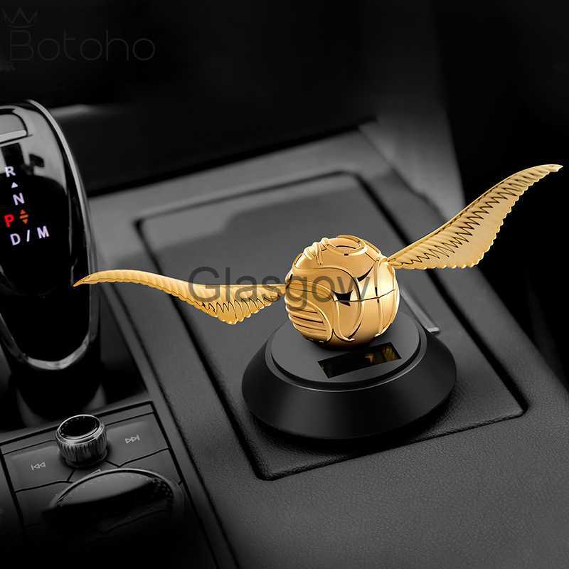 Interior Decorations Solar Angel Wing Gold Color Snitch Ball Car Dashboard Ornament Air Freshener Auto Accessories Toy Figurine Interior Decorations x