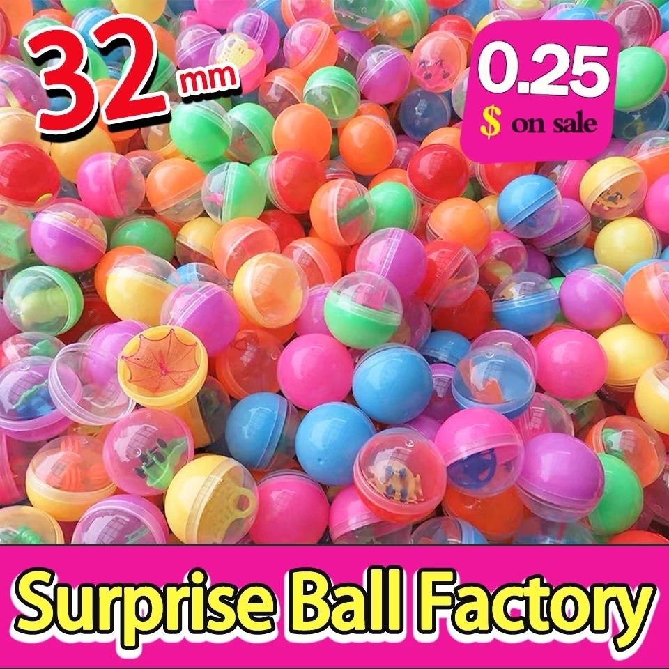 Party Balloons 100pcs 32MM Surprise Capsules Egg Toy Cartoon Mini Doll Model with Different Figure Toys Gashapon Balls Vending Machine Gifts 230719