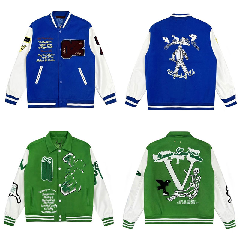 Fashion Coats Flocking Leather sleeves Baseball Jackets Luxury Single Breasted Warm Jacket Couples Women Men Varsity Coat Designer Clothing