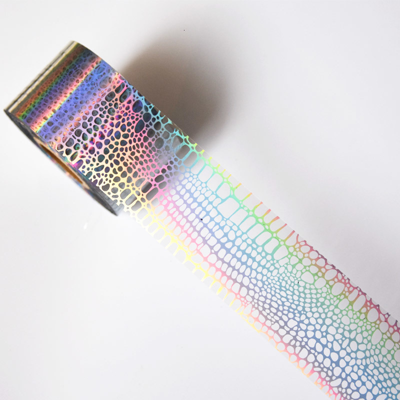 Stickers Decals 100 meter holographic snake foil slider animal printing nail foil sticker 230718