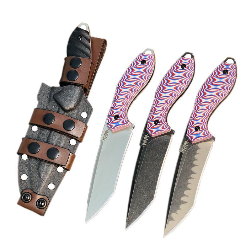 New C7151 M2 Survival Straight Knife Z-wear Satin Tanto Point Blade Full Tang G10 Handle Outdoor knife Small Fixed Blade Knives with Kydex