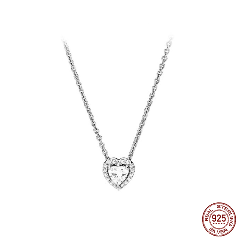 Strands Strings Exquisite Heart shaped Pendant Necklace 925 Sterling Silver Round Pendant Necklace fits DIY Jewelry Gifts to Friends 230718