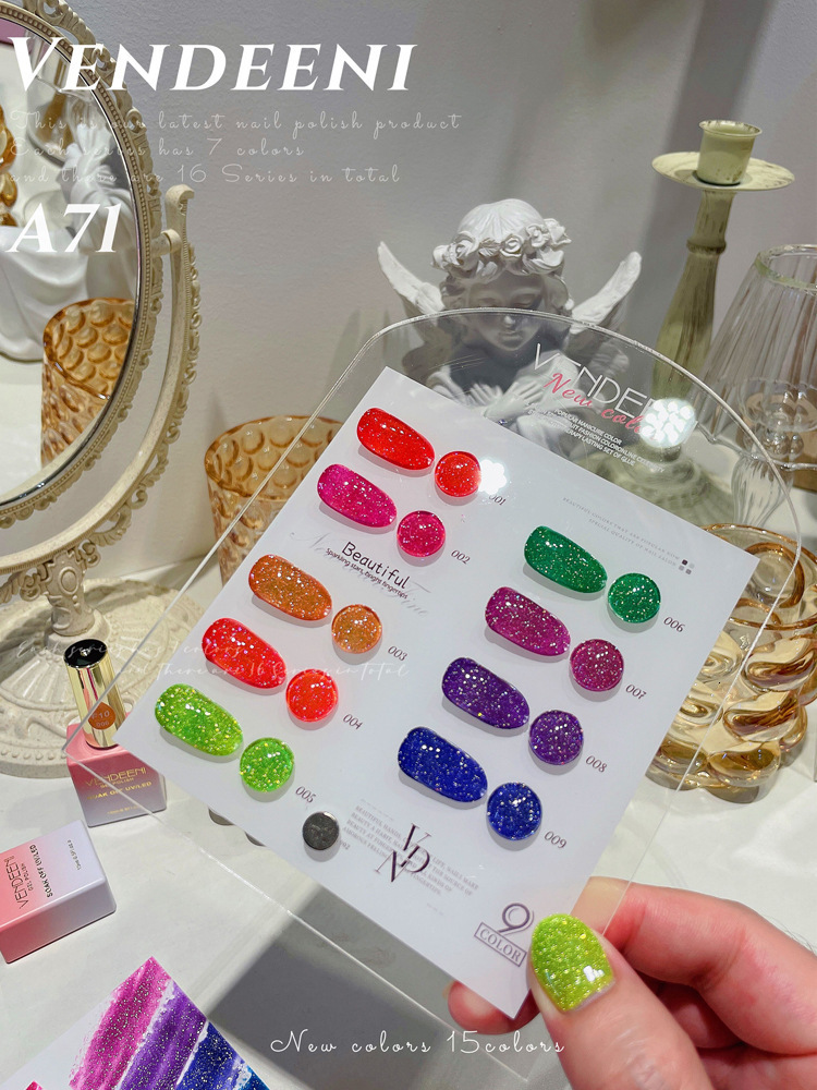 Nail Polish Fluorescent glitter sequin nail gel polishing neon light full-color paint nail art manual spraying enamel UV gel varnish 230718