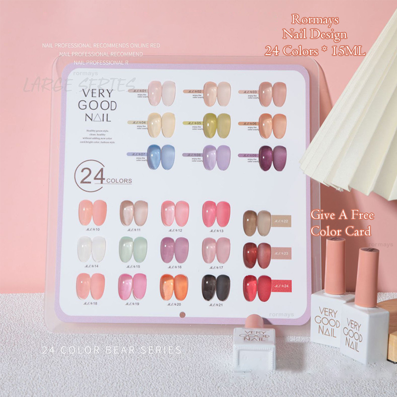 Rormays 24 Color Gel Nail Polish Set New Ice Permeating Jelly Pink Semi Permanent UV LED Translucent Light Therapy Varnish Nail Polish Factory Wholesa